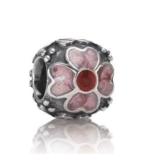 Pandora Retired Sterling Silver Pink Daisy Charm